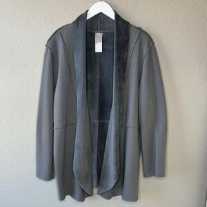 Chico's Women's Zenergy‎ Cozy Wrap Cardigan Size XL 16 Grey Fleece Exposed Seams